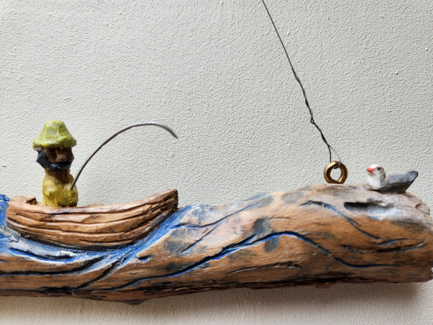 Handcarved Fisherman & Seagull – Nordic Wall Decor