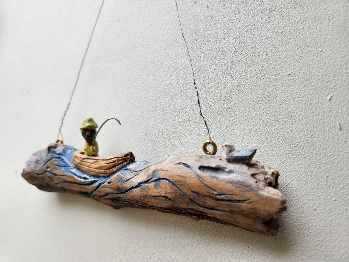 Handcarved Fisherman & Seagull – Nordic Wall Decor