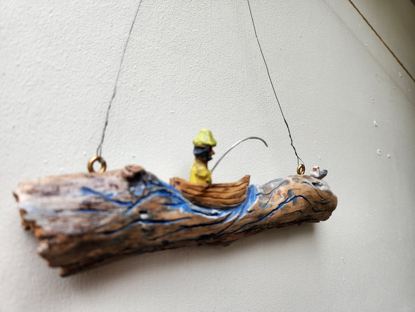 Handcarved Fisherman & Seagull – Nordic Wall Decor