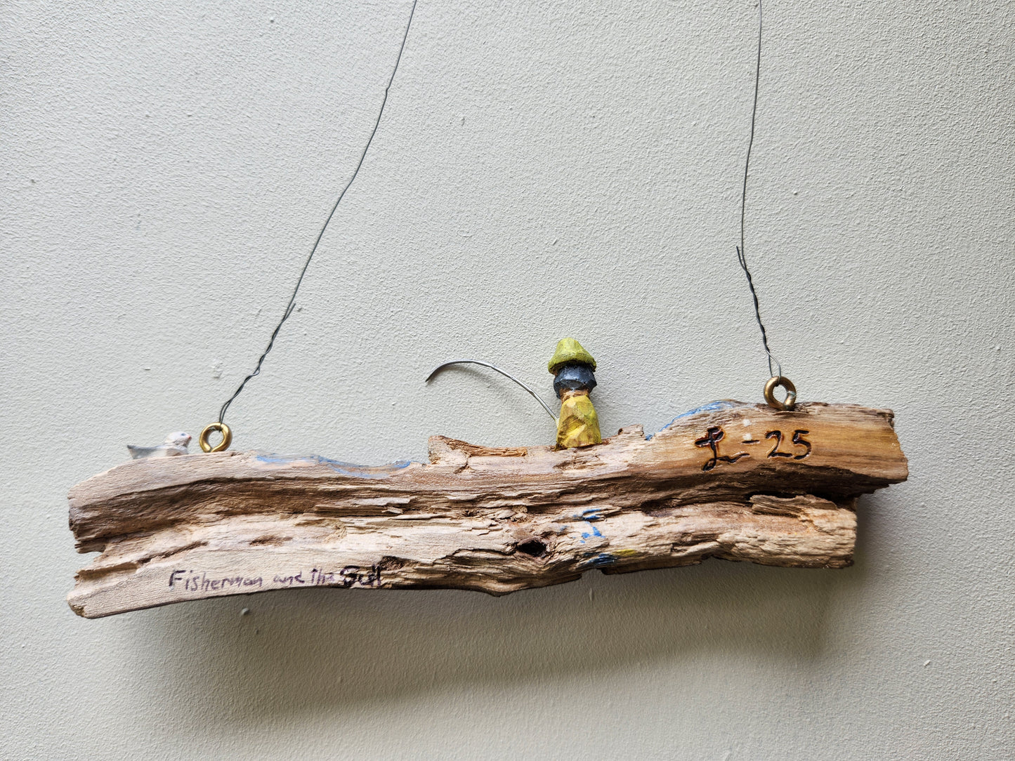Handcarved Fisherman & Seagull – Nordic Wall Decor