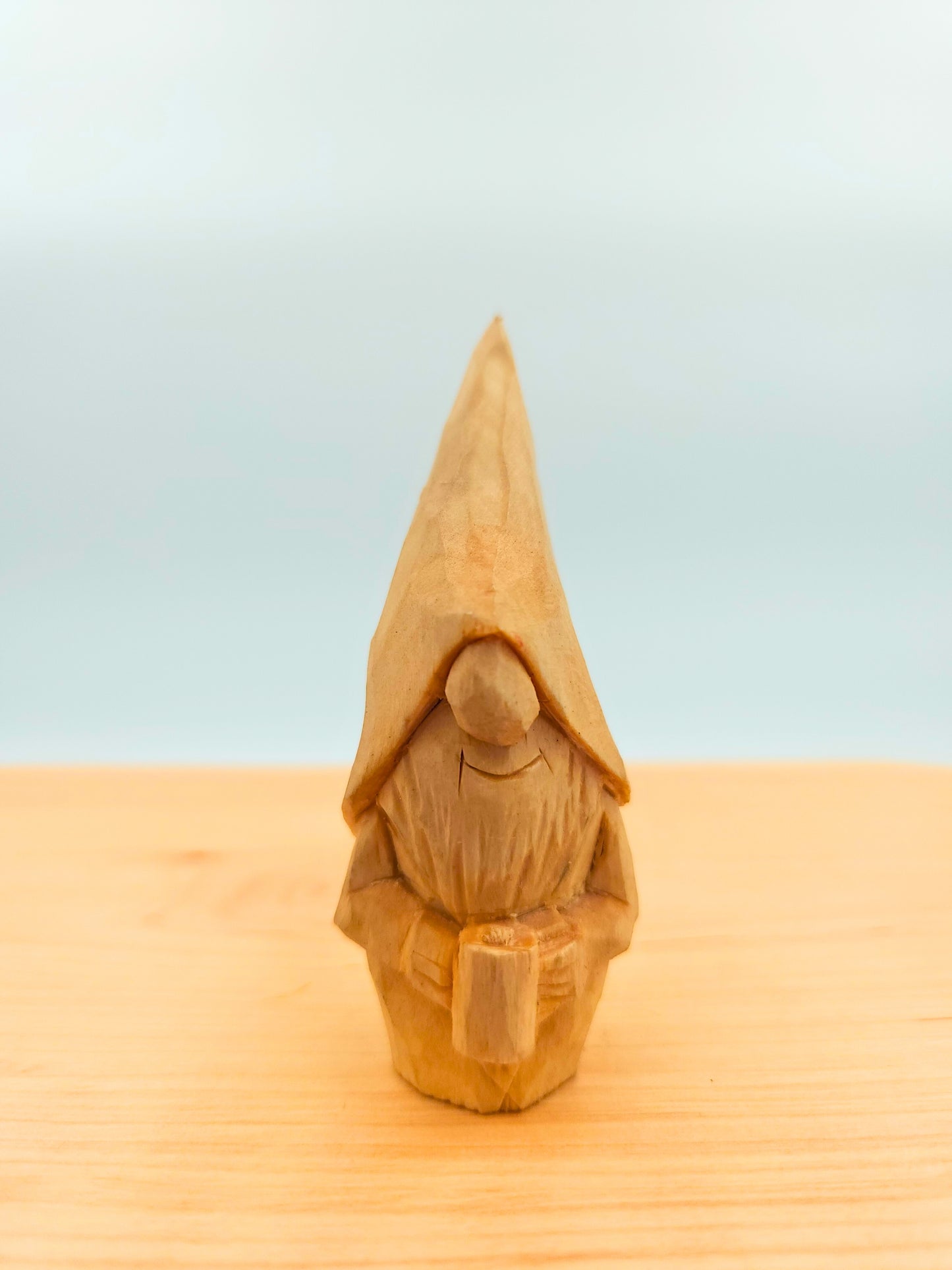 Swedish Fika Nisse – Hand-Carved Wooden Gnome with Coffee Cup | Numbered & Signed Scandinavian Folk Art
