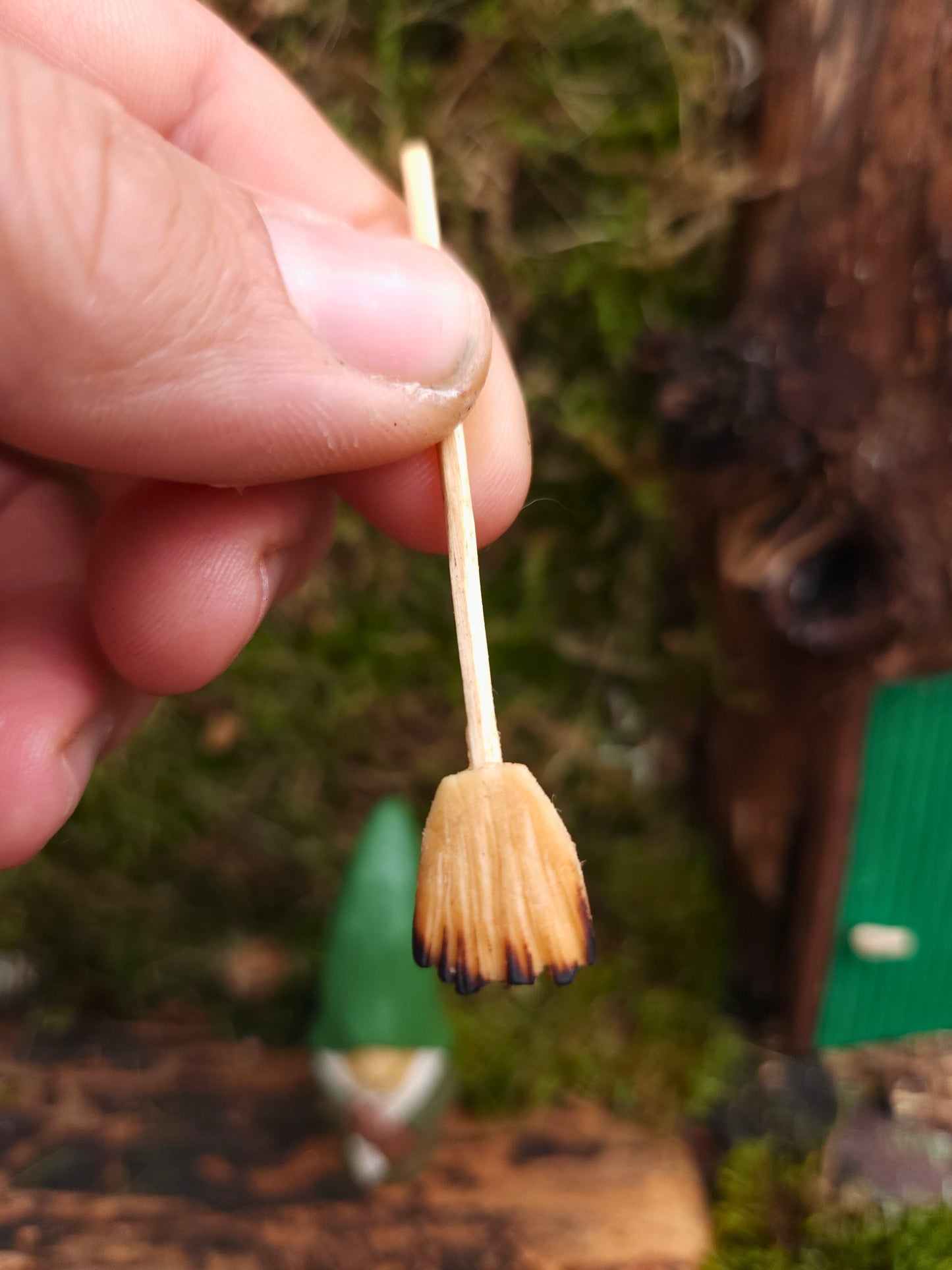 Hand-Carved Wooden Nisse 76 (Gnome) – Painted with Egg Oil Tempera, with Linden Broom