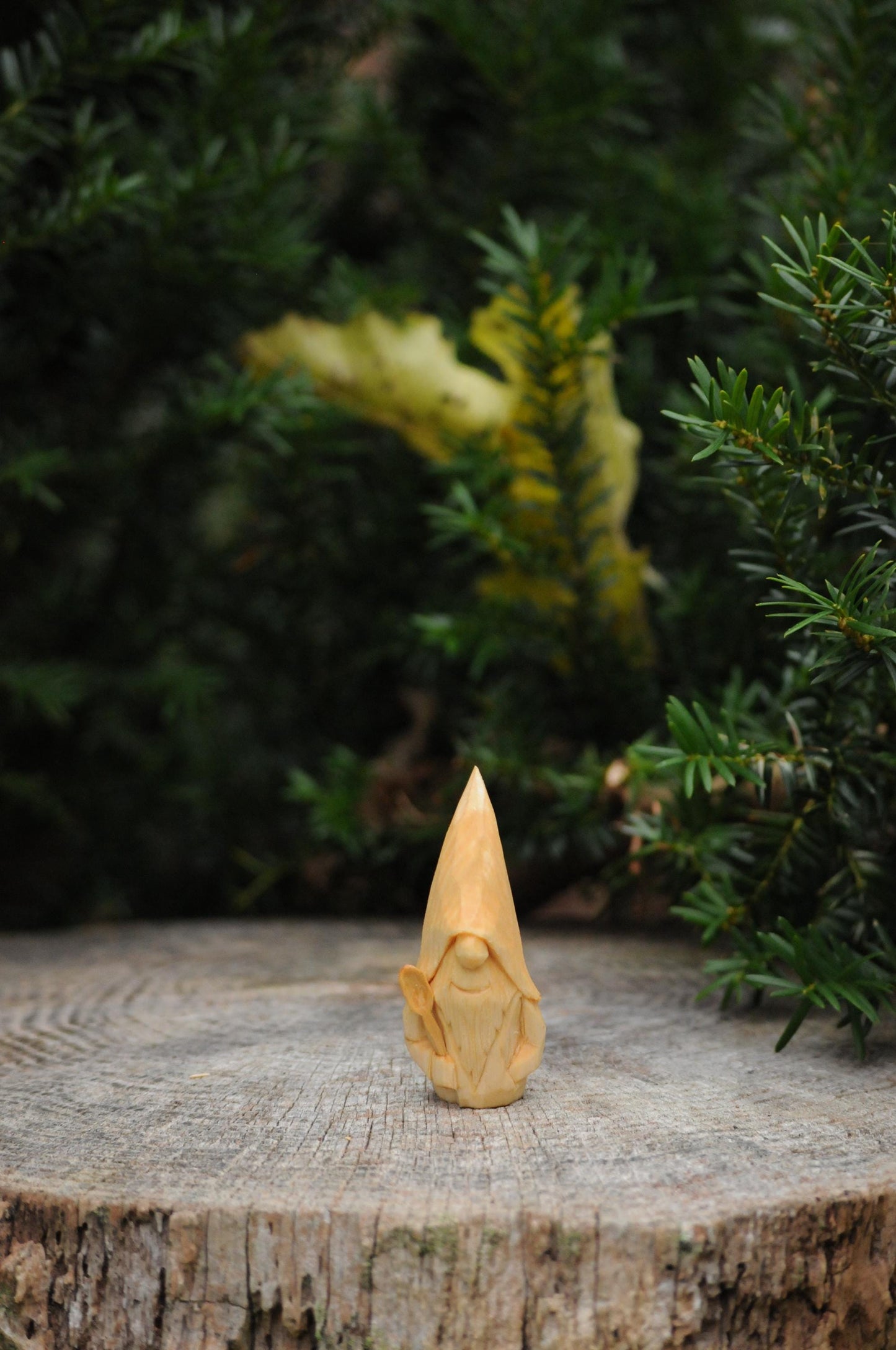 Hand-Carved Swedish Nisse with Spoon – Numbered & Certified Folk Art Gnome