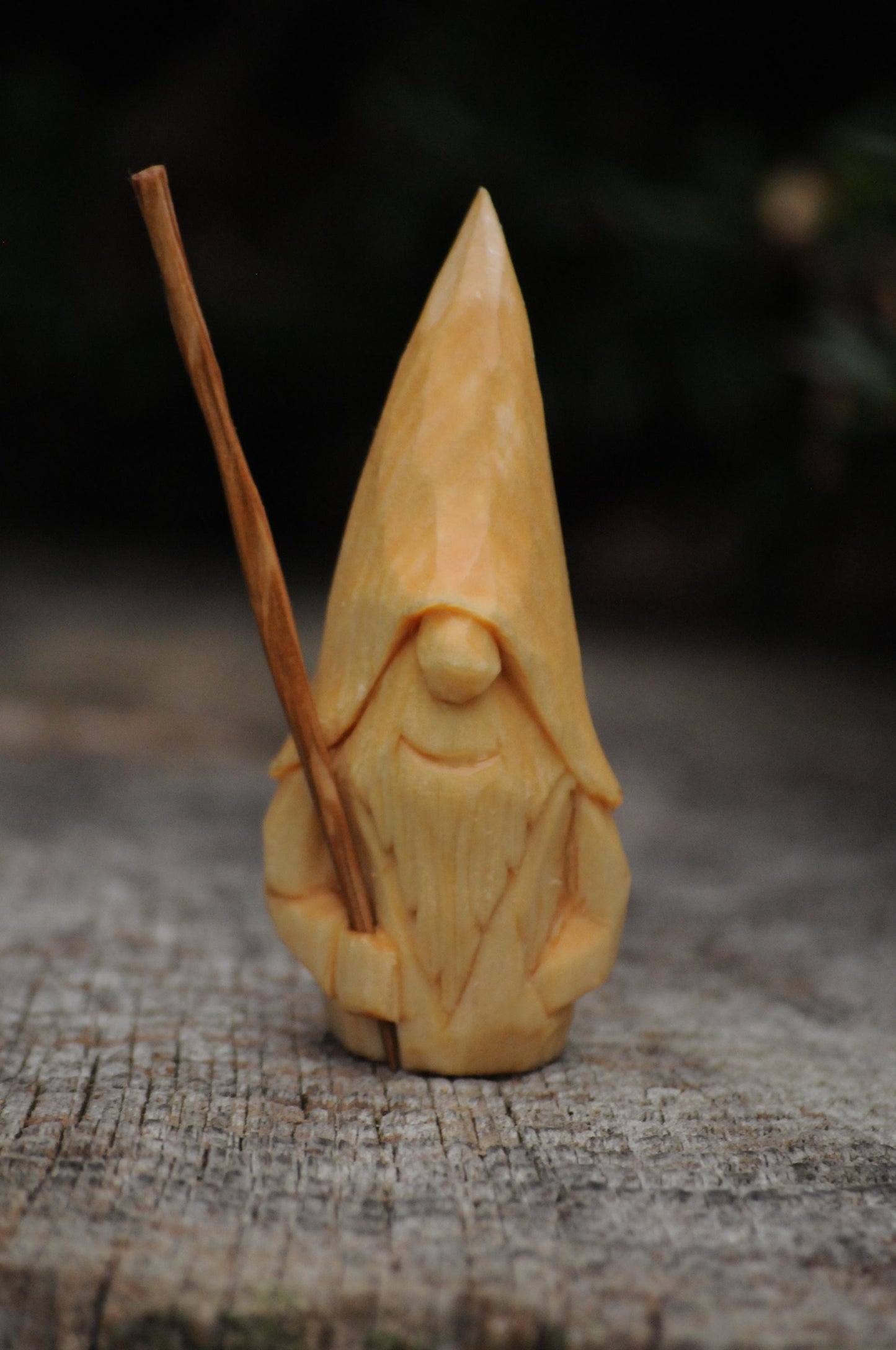 Hand-Carved Swedish Nisse with Oak Staff – Numbered & Certified Nordic Folk Art