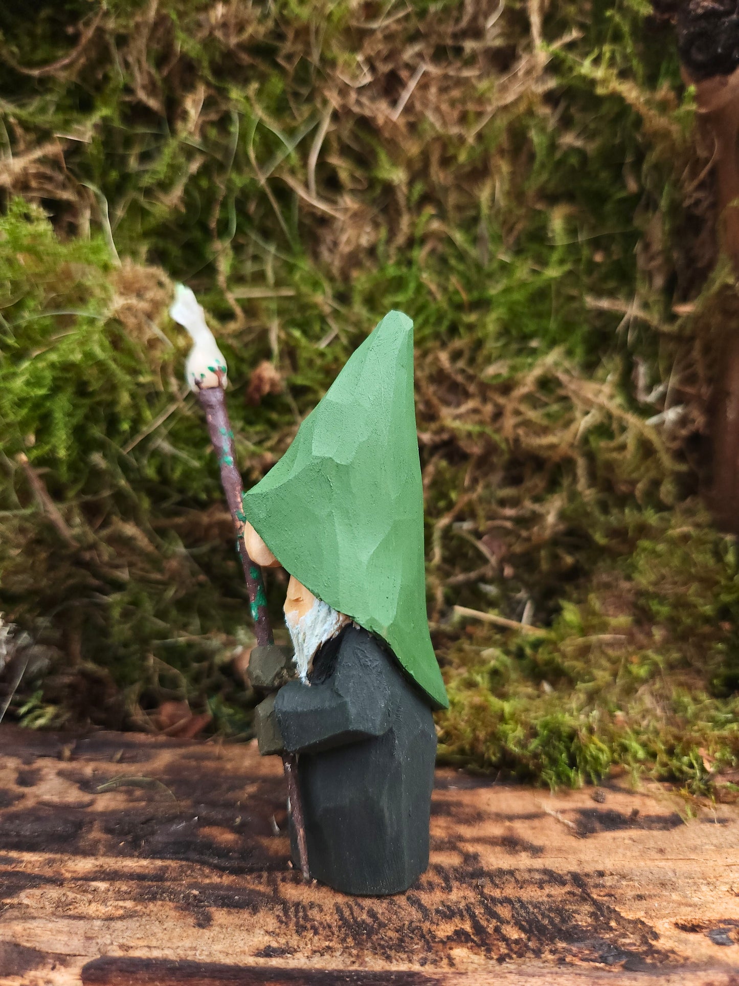 Hand-Carved Wizard Nisse – Magical Glow Staff (78)