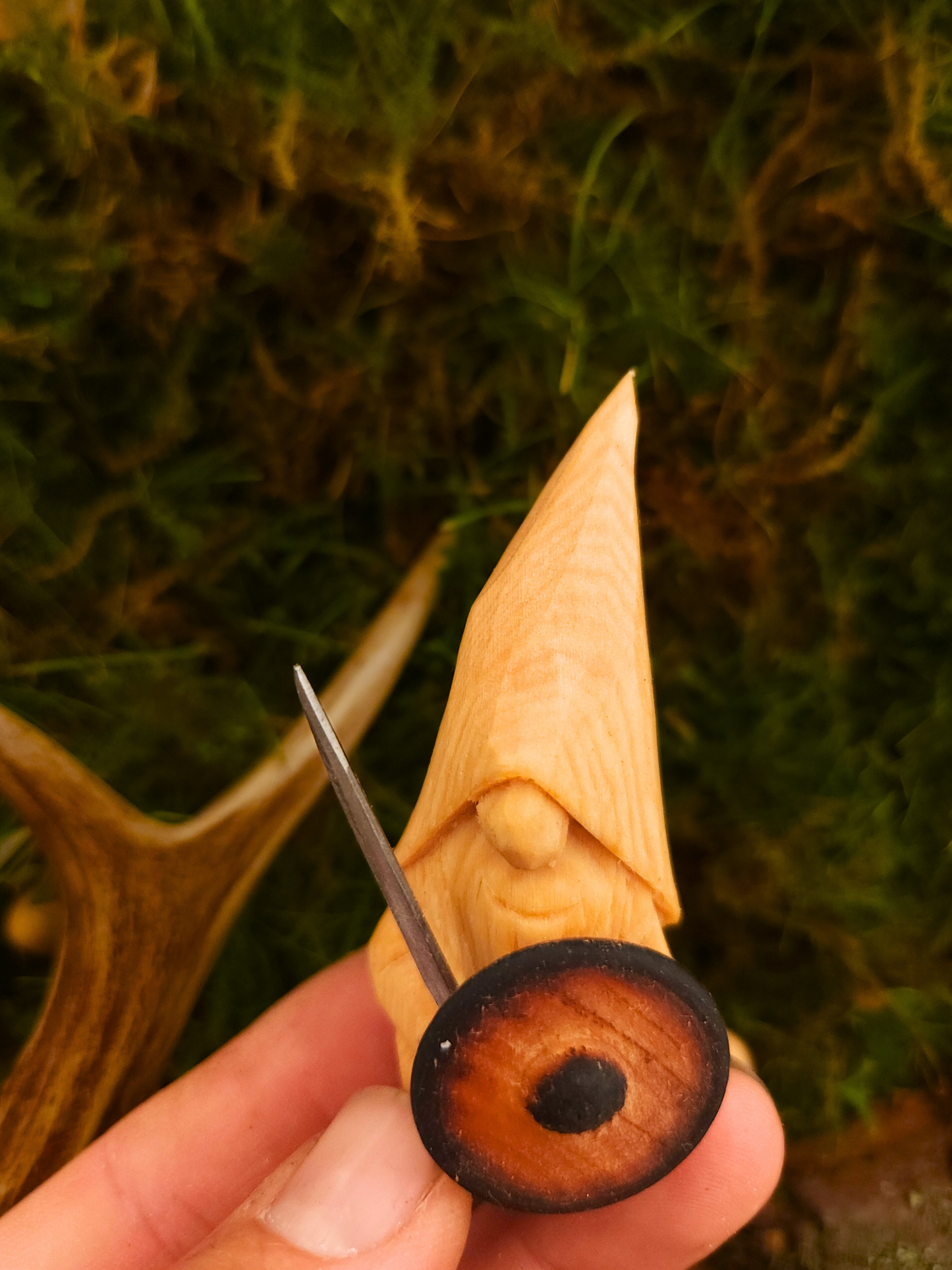 Viking Nisse (Gnome, Wichtel) – Scandinavian wooden folk art guardian, hand-carved and signed, unique collectible and gift for Nordic mythology lovers.