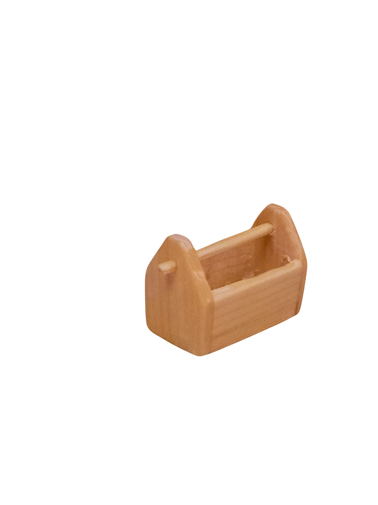Miniature toolbox accessory for Nisse (Gnome, Wichtel) worlds – handmade Scandinavian wooden detail, perfect DIY elf landscape, collectible folk art decoration.
