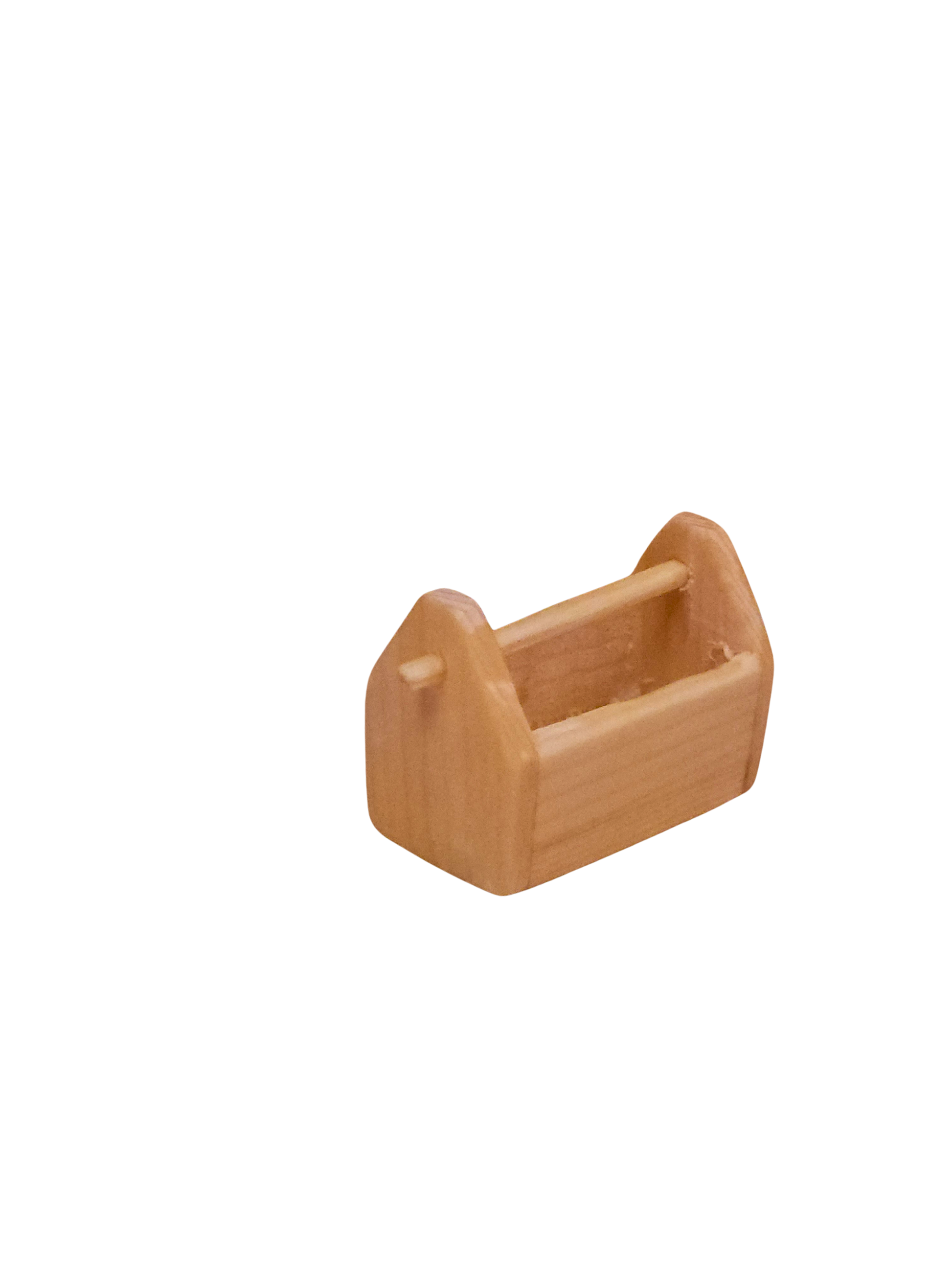Miniature toolbox accessory for Nisse (Gnome, Wichtel) worlds – handmade Scandinavian wooden detail, perfect DIY elf landscape, collectible folk art decoration.
